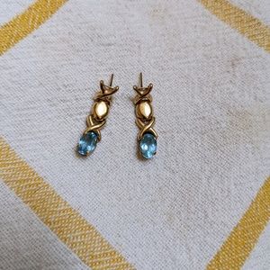 10K Gold and Blue Topaz Drop Earrings